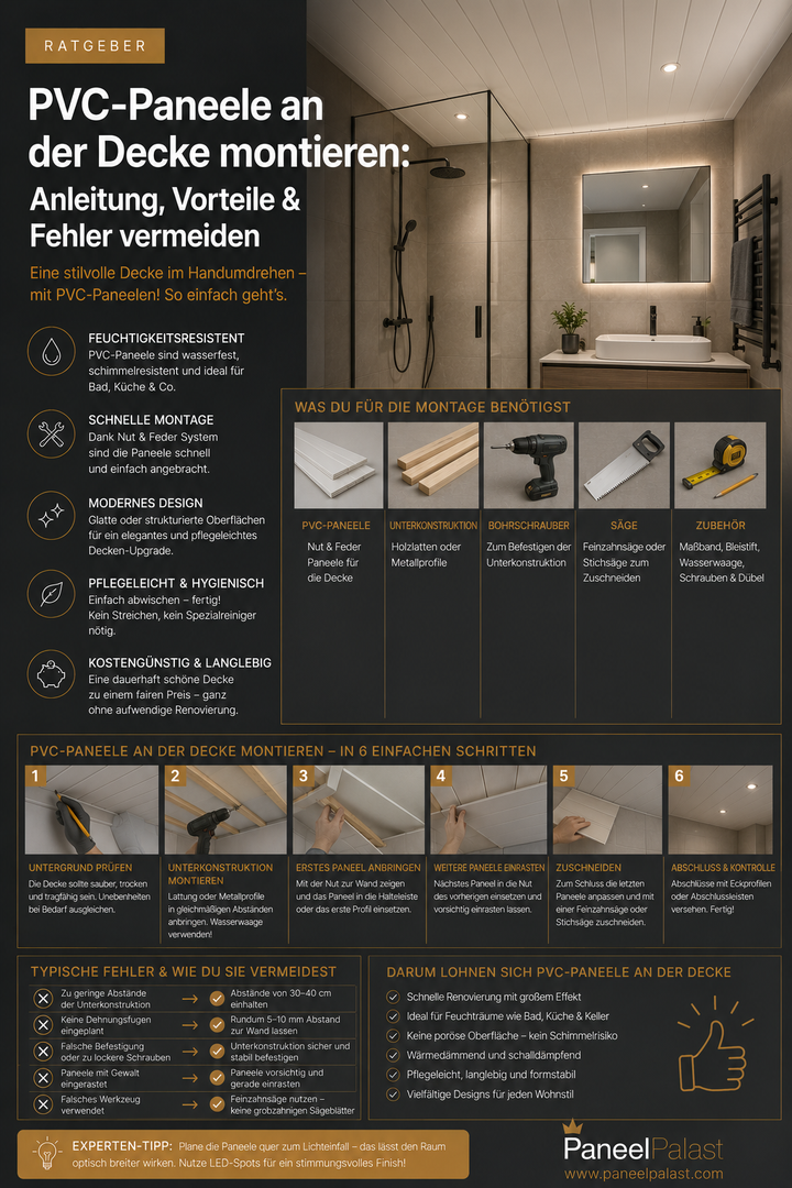 PVC-Paneele an der Decke montieren – Anleitung, Vorteile & Fehler vermeiden