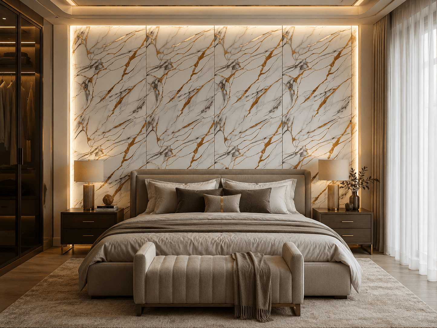 PVC-Paneel Design Golden Line 260 cm x 122 cm
