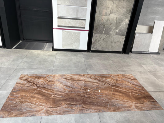 PVC-Paneel Brown 280×122 cm – warme Marmoroptik Braun