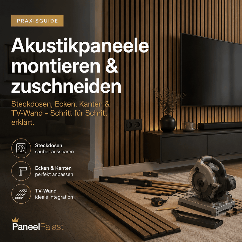 Akustikpaneele montieren & zuschneiden – Steckdosen, Ecken, Kanten & TV-Wand (Praxisguide)