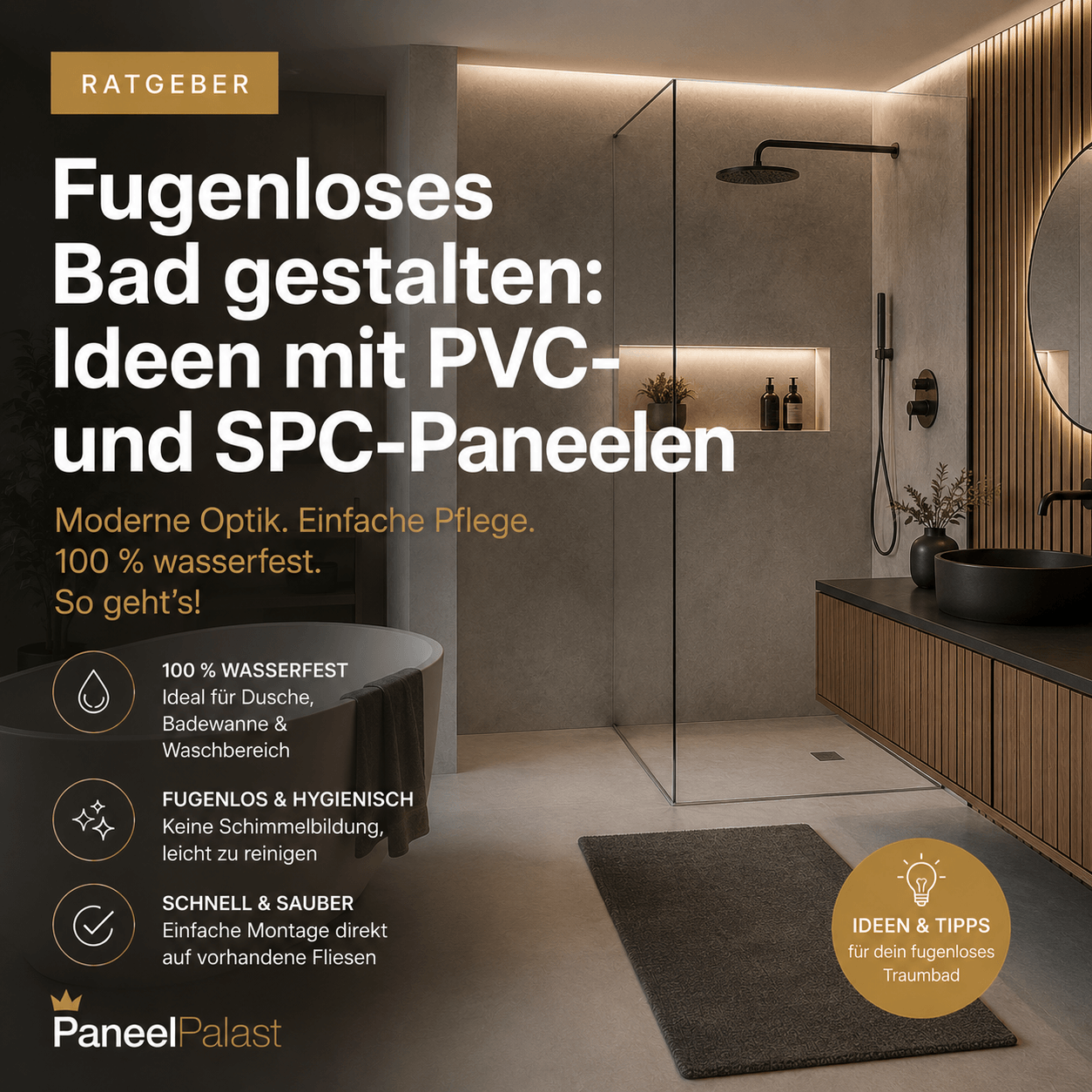 Fugenloses Bad gestalten – Ideen mit PVC- und SPC-Paneelen