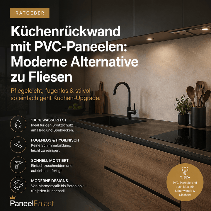 Küchenrückwand mit PVC-Paneelen – moderne Alternative zu Fliesen