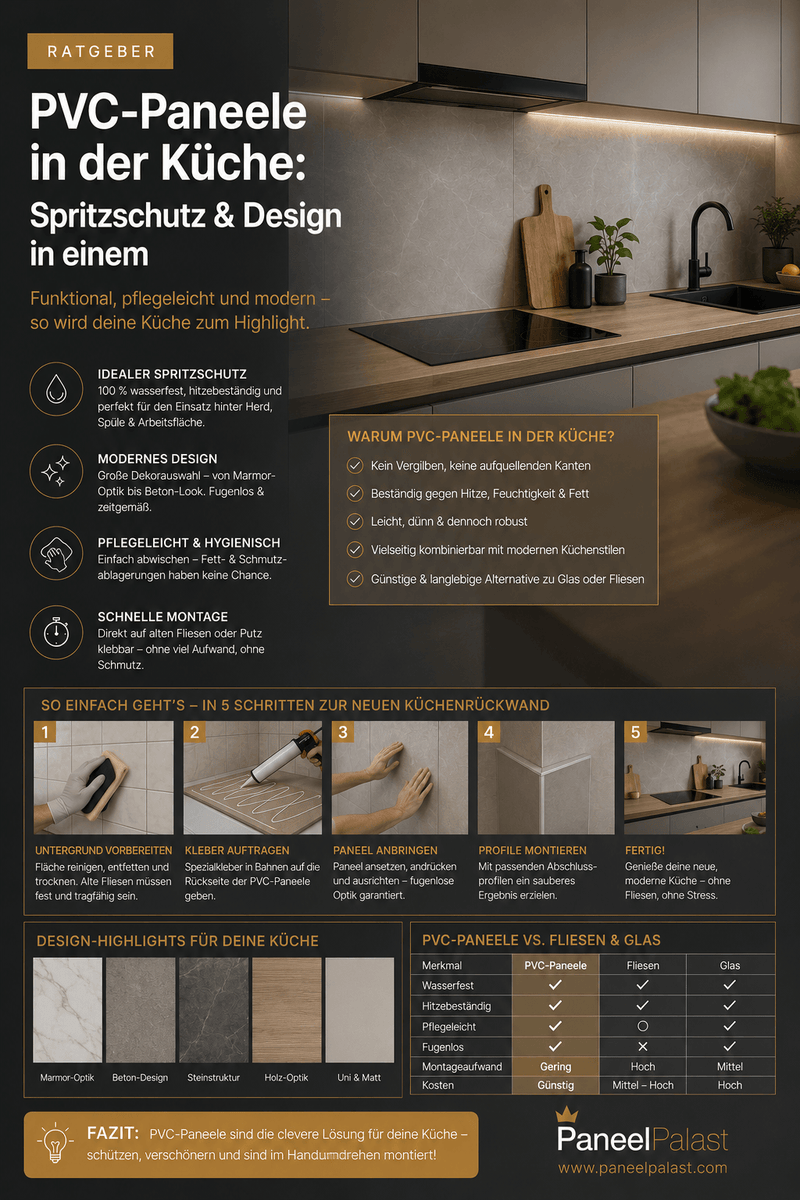 PVC-Paneele in der Küche – Spritzschutz & Design in einem