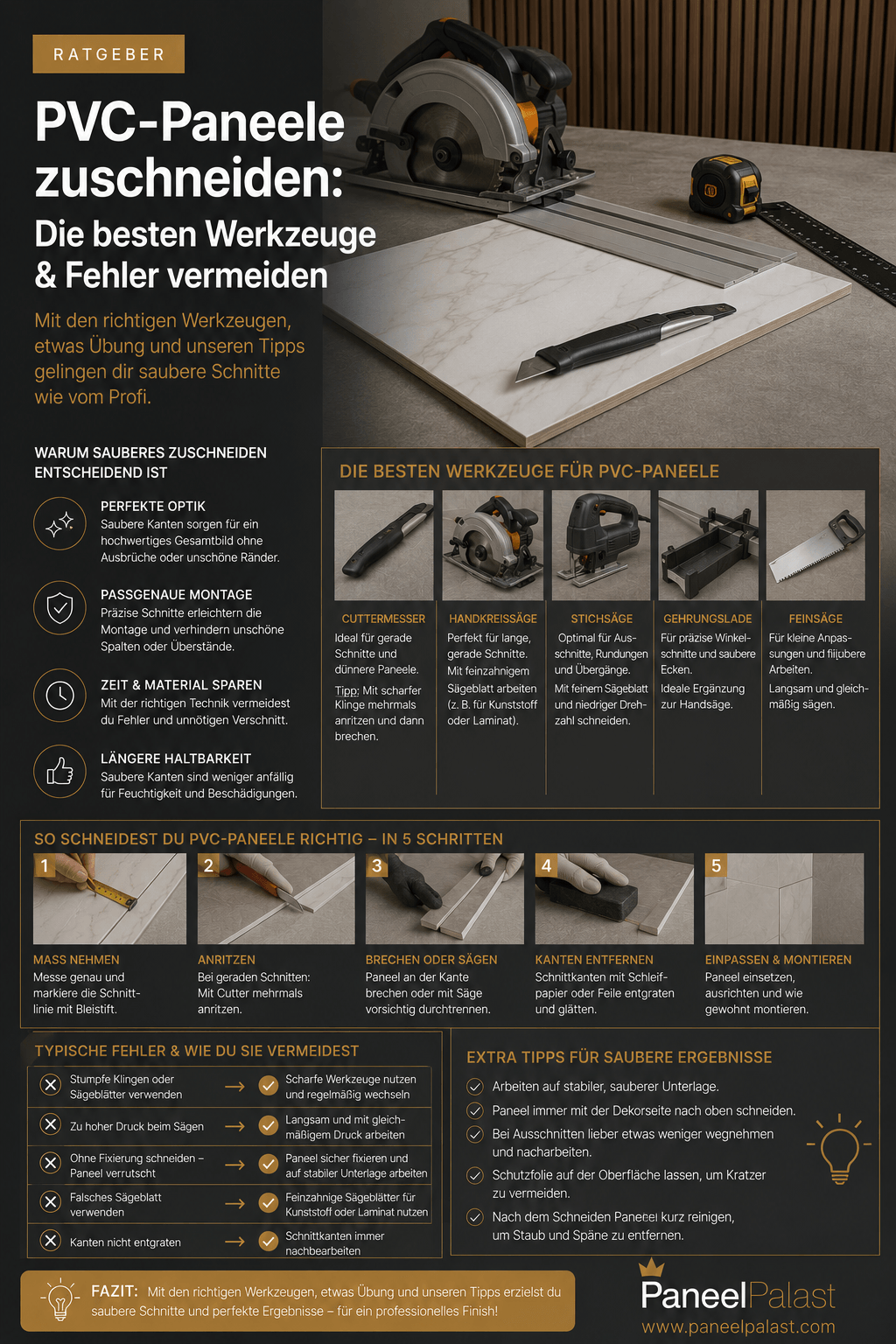 PVC-Paneele zuschneiden – die besten Werkzeuge & Fehler vermeiden