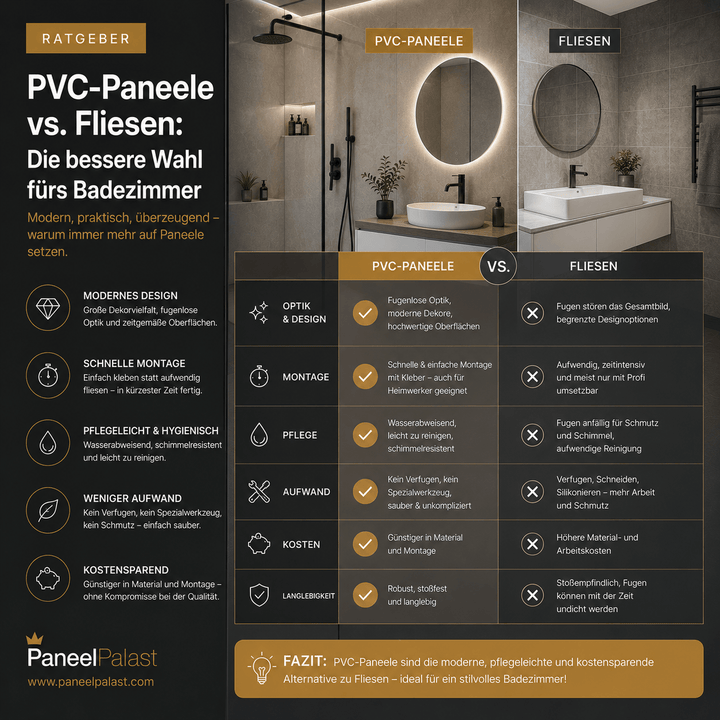 PVC Paneele vs. Fliesen – die bessere Wahl fürs Badezimmer?