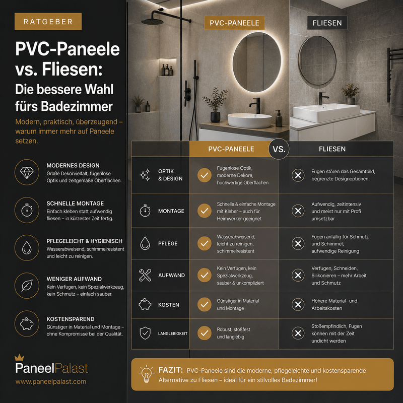 PVC Paneele vs. Fliesen – die bessere Wahl fürs Badezimmer?