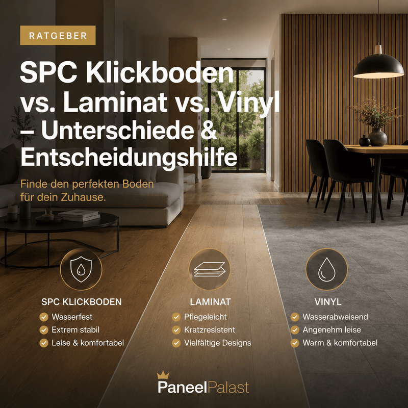 SPC Klickboden vs. Laminat vs. Vinyl: Unterschiede & Entscheidungshilfe