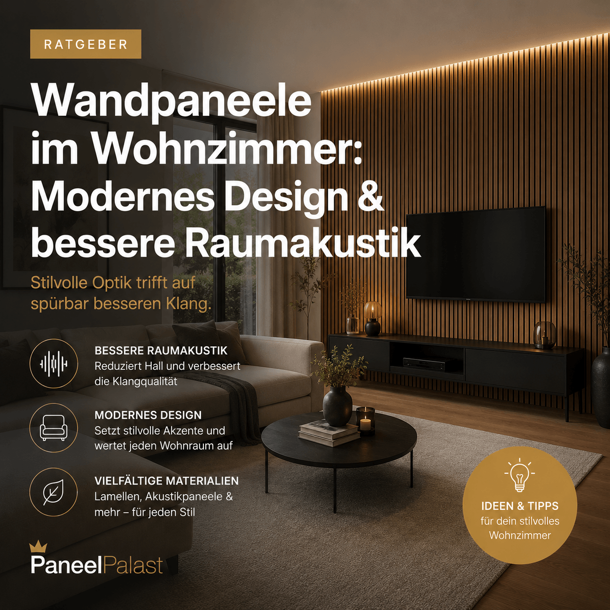 Wandpaneele im Wohnzimmer – modernes Design & bessere Raumakustik