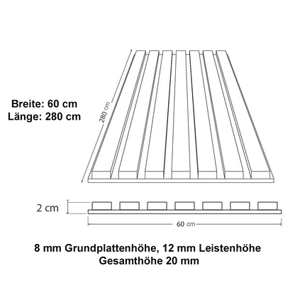 Akustikpaneel Design Gold Chrom 280 cm x 60 cm