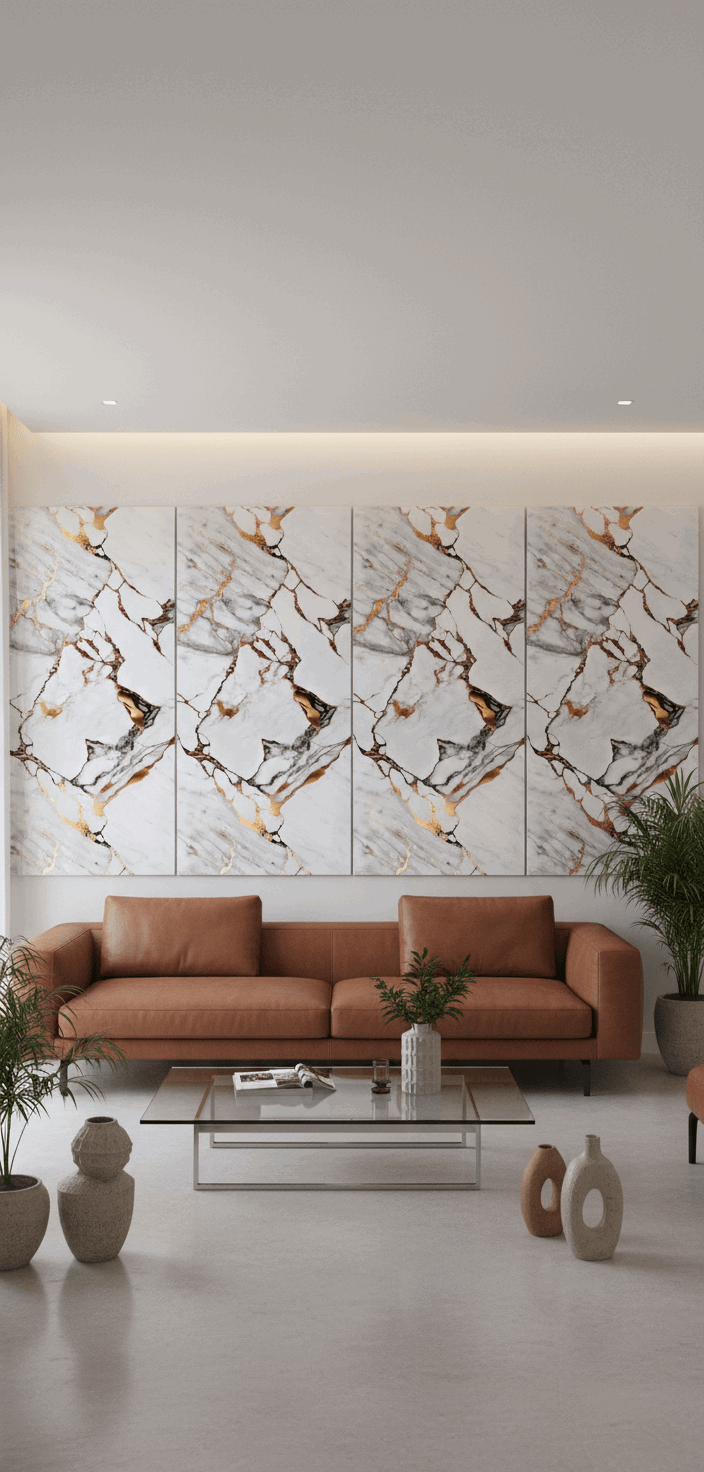 PVC-Paneel Design Golden Drop 260 cm x 122 cm Wohnzimmer
