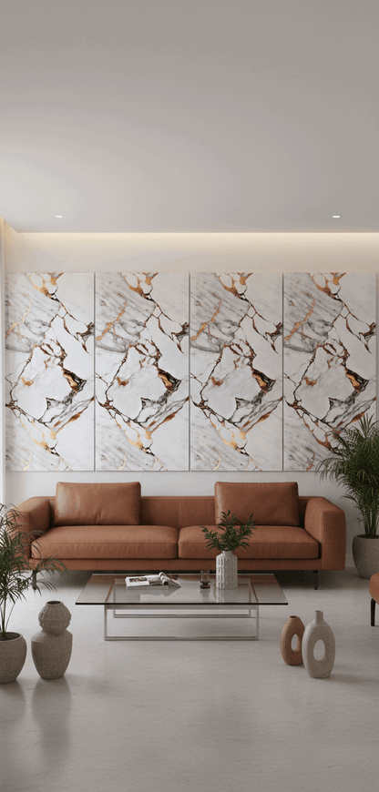 PVC-Paneel Design Golden Drop 260 cm x 122 cm Wohnzimmer