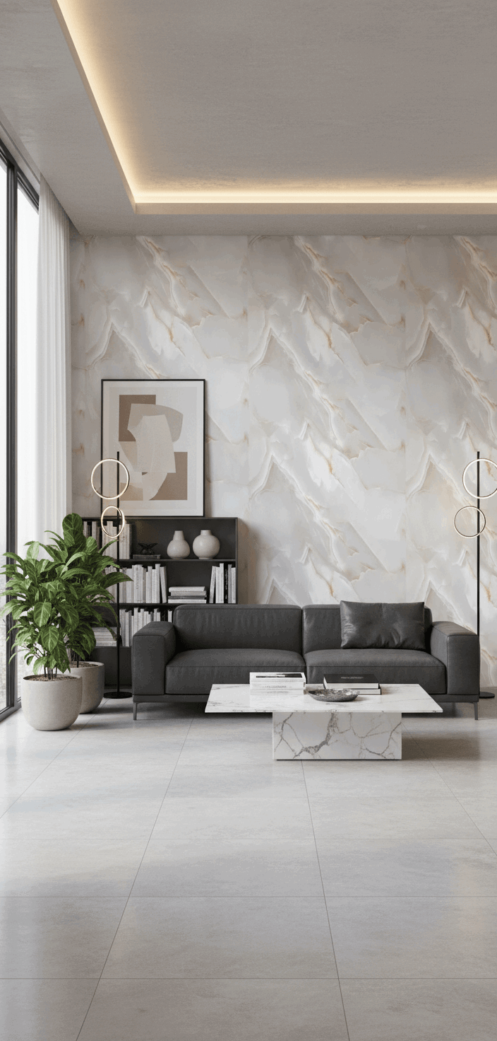 ⁠PVC-Paneel Design Onyx Pearl 280 cm x 122 cm